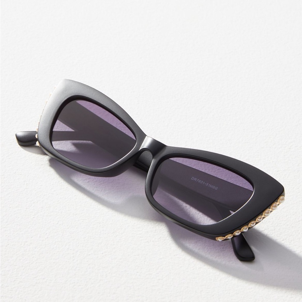Chic Black Sunglasses - pearl embellished cat eye sunglasses from Anthropologie
